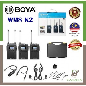 BOYA BY-WM8 Pro-K2 UHF Dual-Channel Wireless Lavalier System for DSLR Canon Nikon (576.4 to 599.9 MHz, 568.6 to 592 MHz)